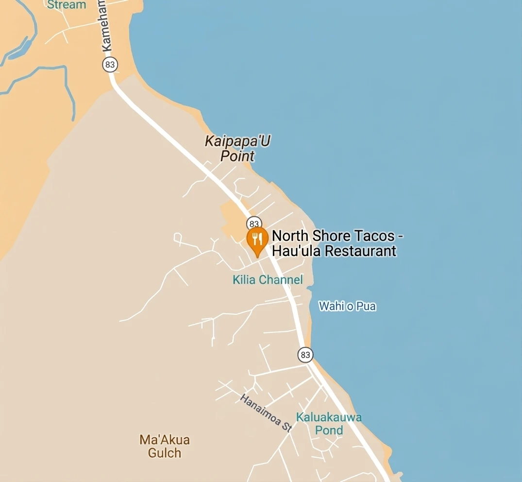 Map to North Shore Tacos Hau'ula Restaurant