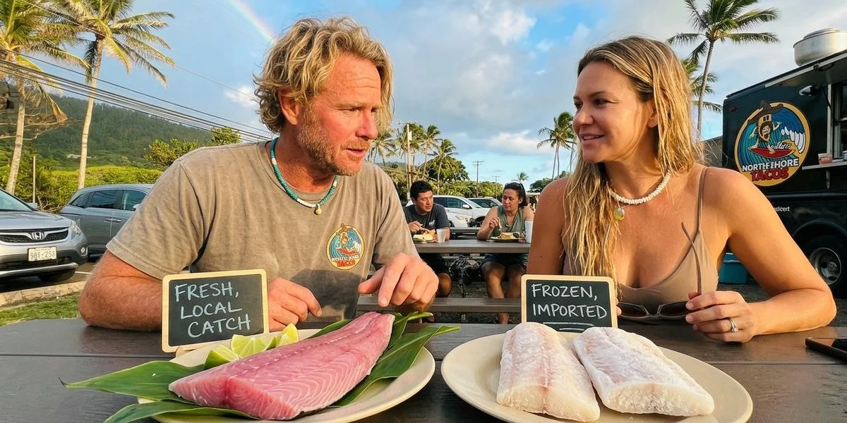Fresh locally caught Hawaiian fish fillets ready for fish tacos